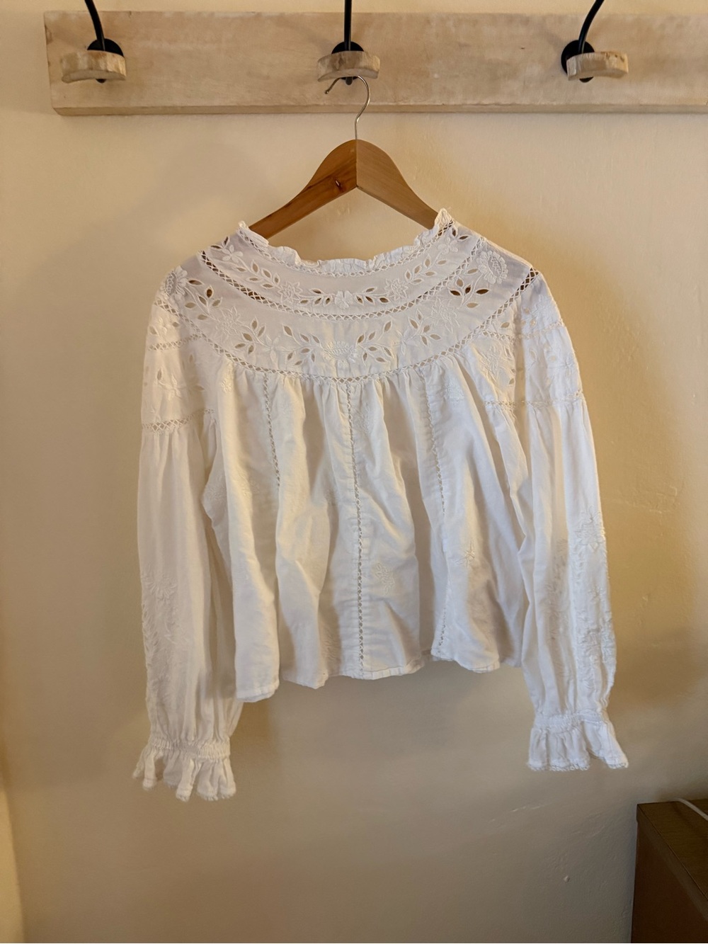 Anthropologie Eyelet Lace Peasant Blouse